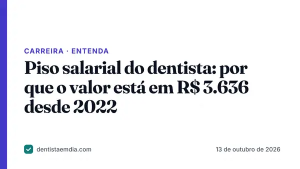 Capa com faixa índigo da editoria Carreira, manchete sobre o piso salarial do dentista em R$ 3.636 e a marca Dentista em Dia